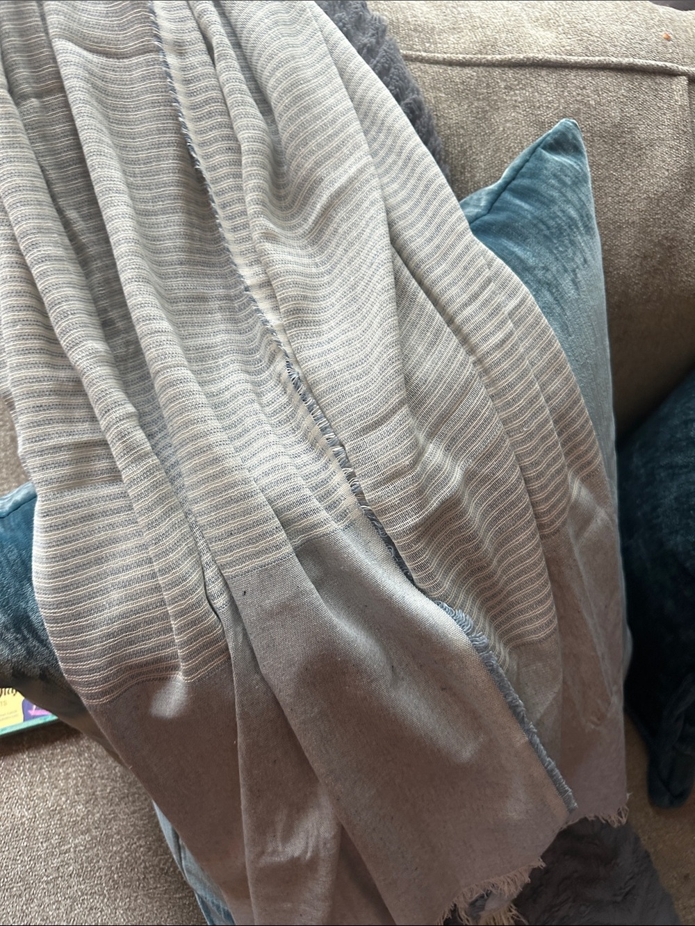 Light Blue-Gray Striped Women's Wrap Scarf - Unbranded